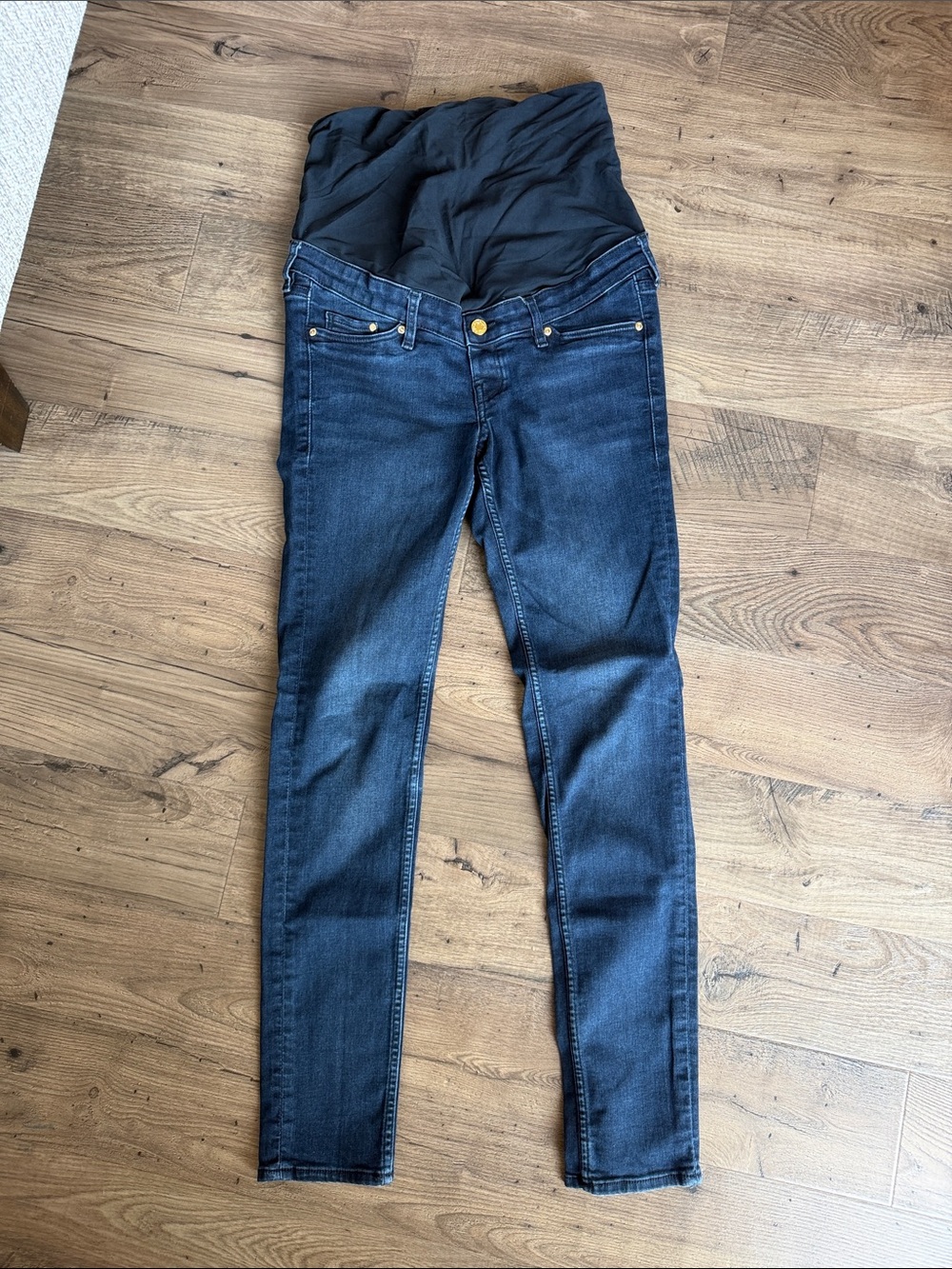 H&M Maternity Skinny Jeans with Overband Panel - Dark Blue